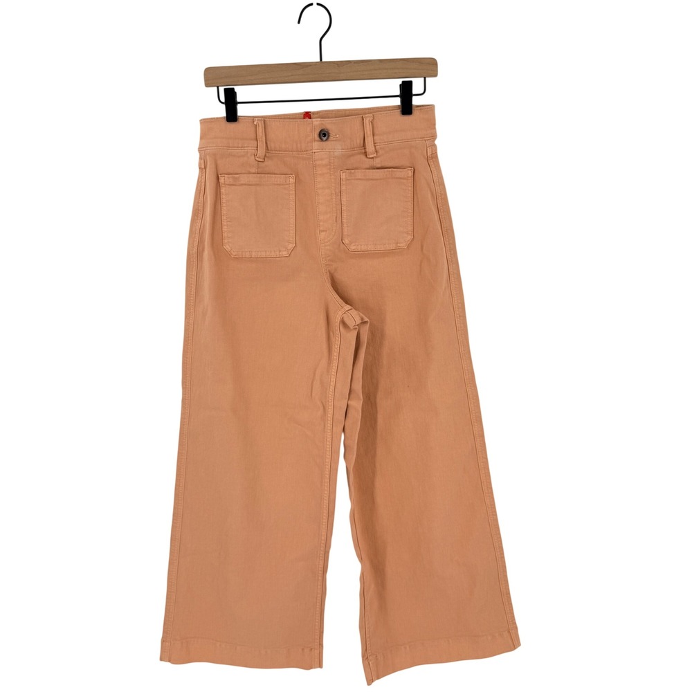 Spanx Wide Leg Crop Pants Peach Medium High Rise Utility Pockets Stretch Pastel